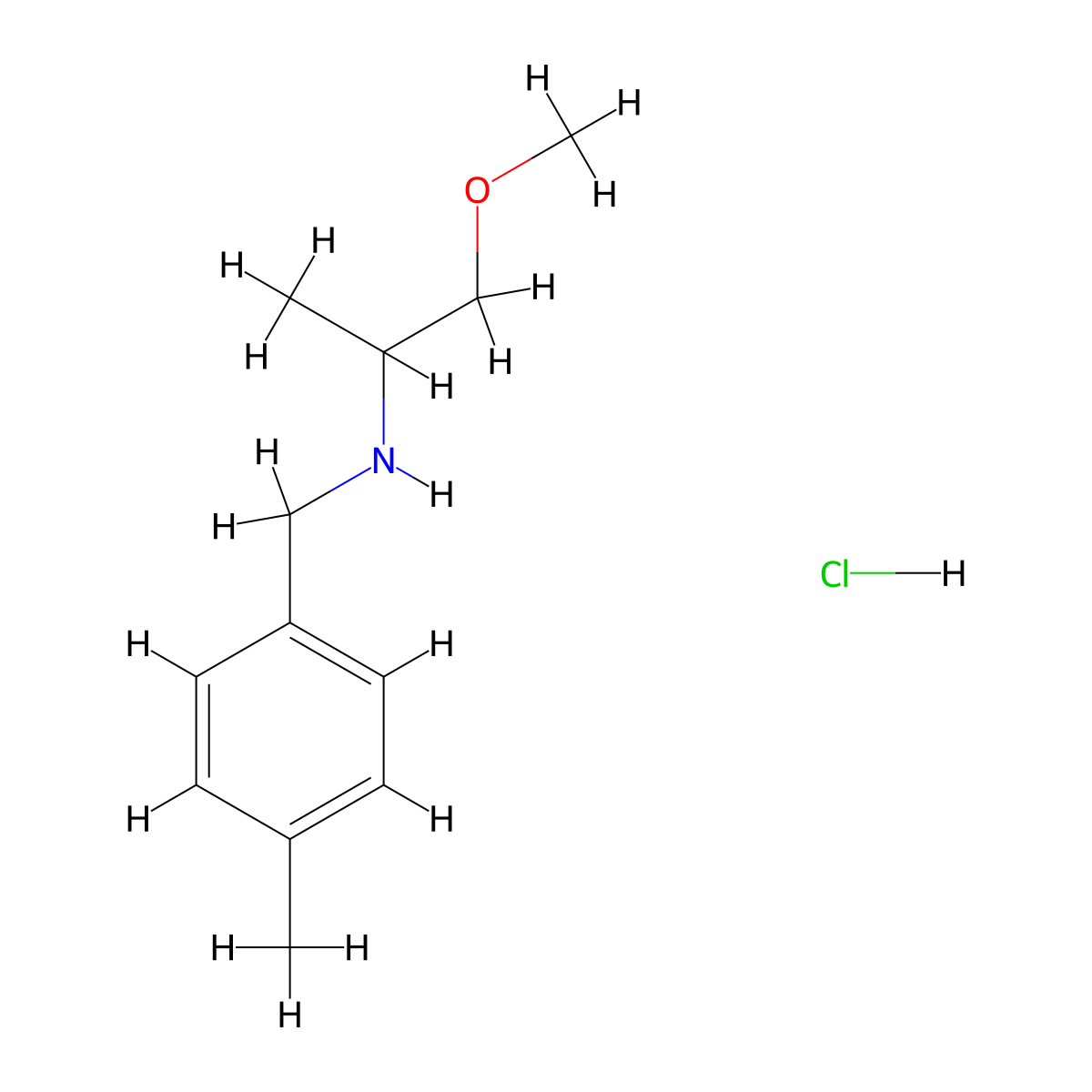 (2-Methoxy-1-methylethyl)(4-methylbenzyl)amine hydrochloride molecular structure, CAS 1185303-82-5