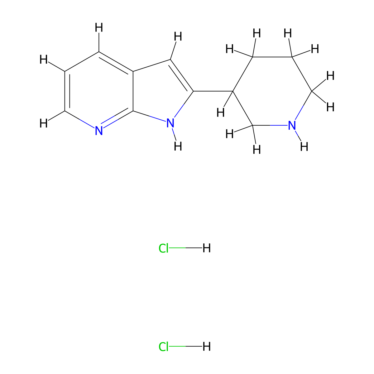 2-Piperidin-3-yl-1H-pyrrolo[2,3-b]pyridine dihydrochloride molecular structure, CAS 1185303-84-7