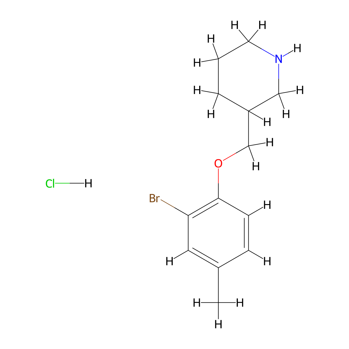 3-[(2-Bromo-4-methylphenoxy)methyl]piperidine hydrochloride molecular structure, CAS 1185303-89-2