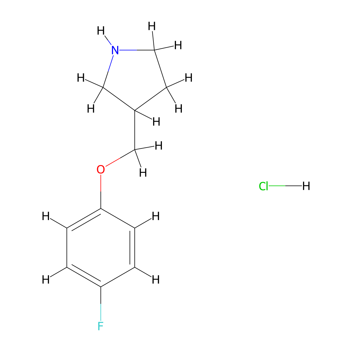 3-((4-Fluorophenoxy)methyl)pyrrolidine hydrochloride molecular structure, CAS 1185303-90-5