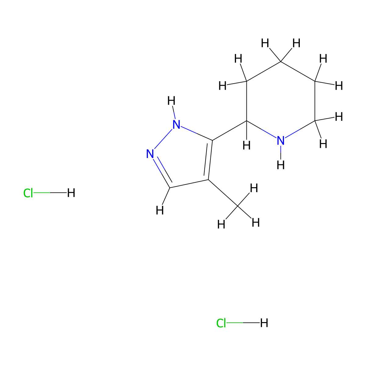 2-(4-Methyl-1H-pyrazol-3-yl)-piperidine dihydrochloride molecular structure, CAS 1185303-93-8