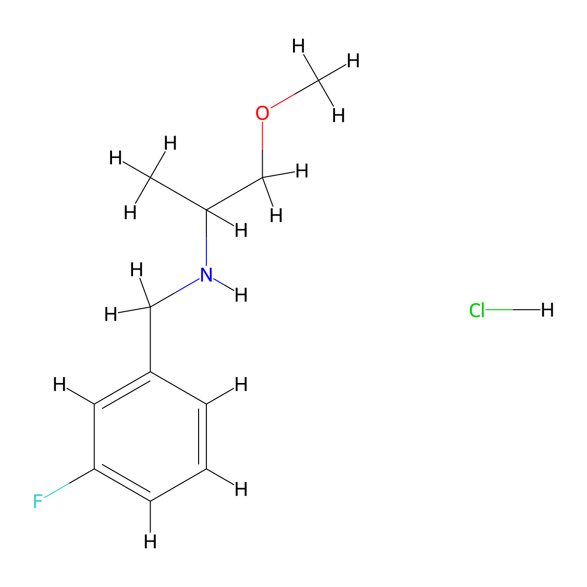 N-(3-Fluorobenzyl)-1-methoxy-2-propanamine hydrochloride molecular structure, CAS 1185303-96-1