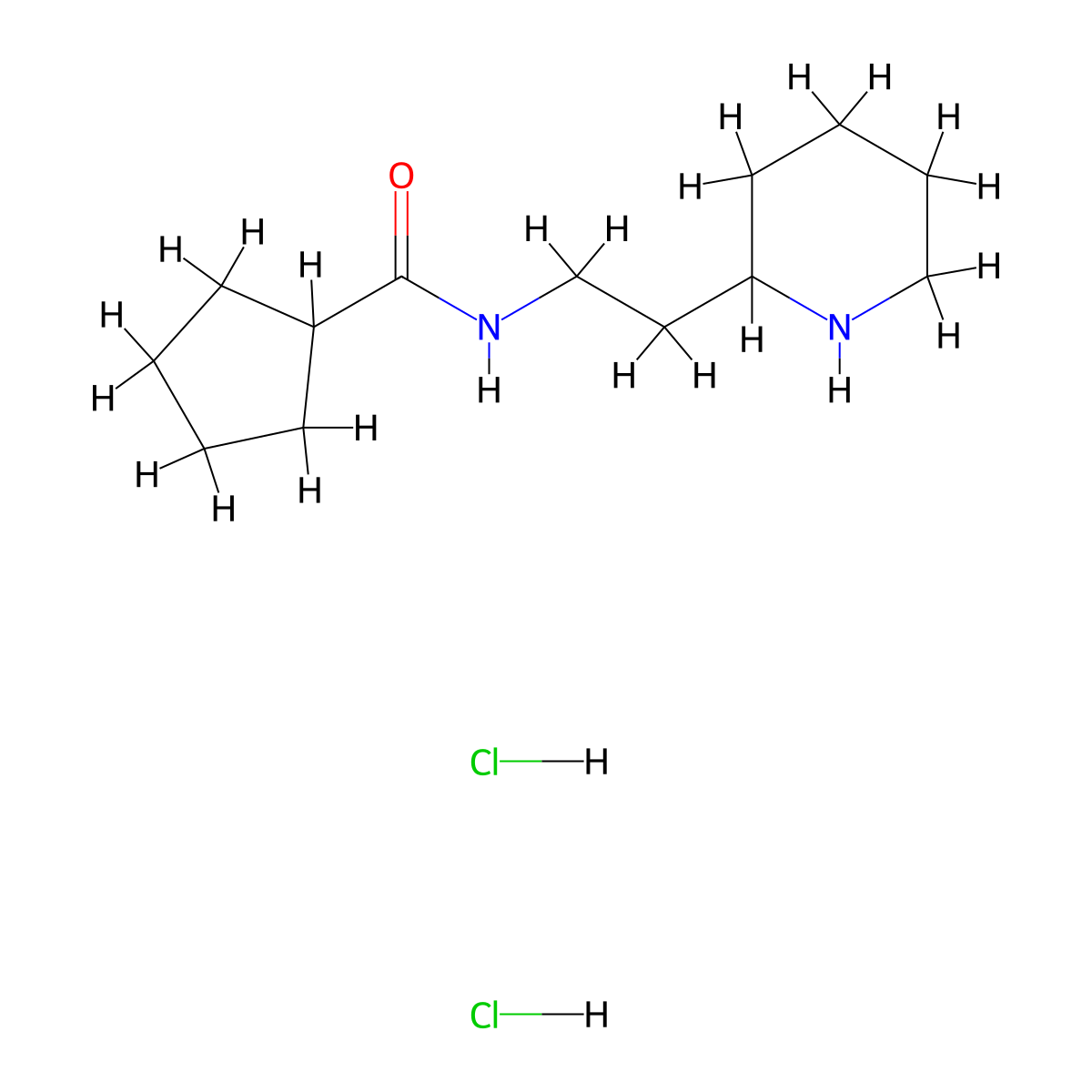 Cyclopentanecarboxylic acid (2-piperidin-2-yl-ethyl)-amide dihydrochloride molecular structure, CAS 1185304-01-1