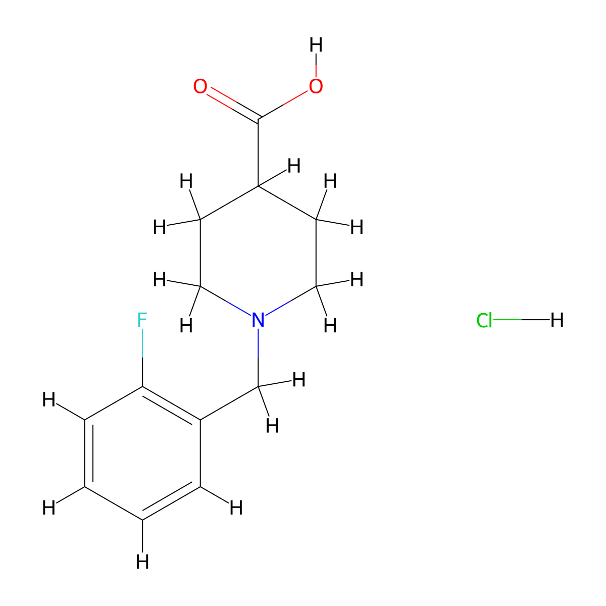 1-(2-Fluorobenzyl)piperidine-4-carboxylic acid hydrochloride molecular structure, CAS 1185304-02-2