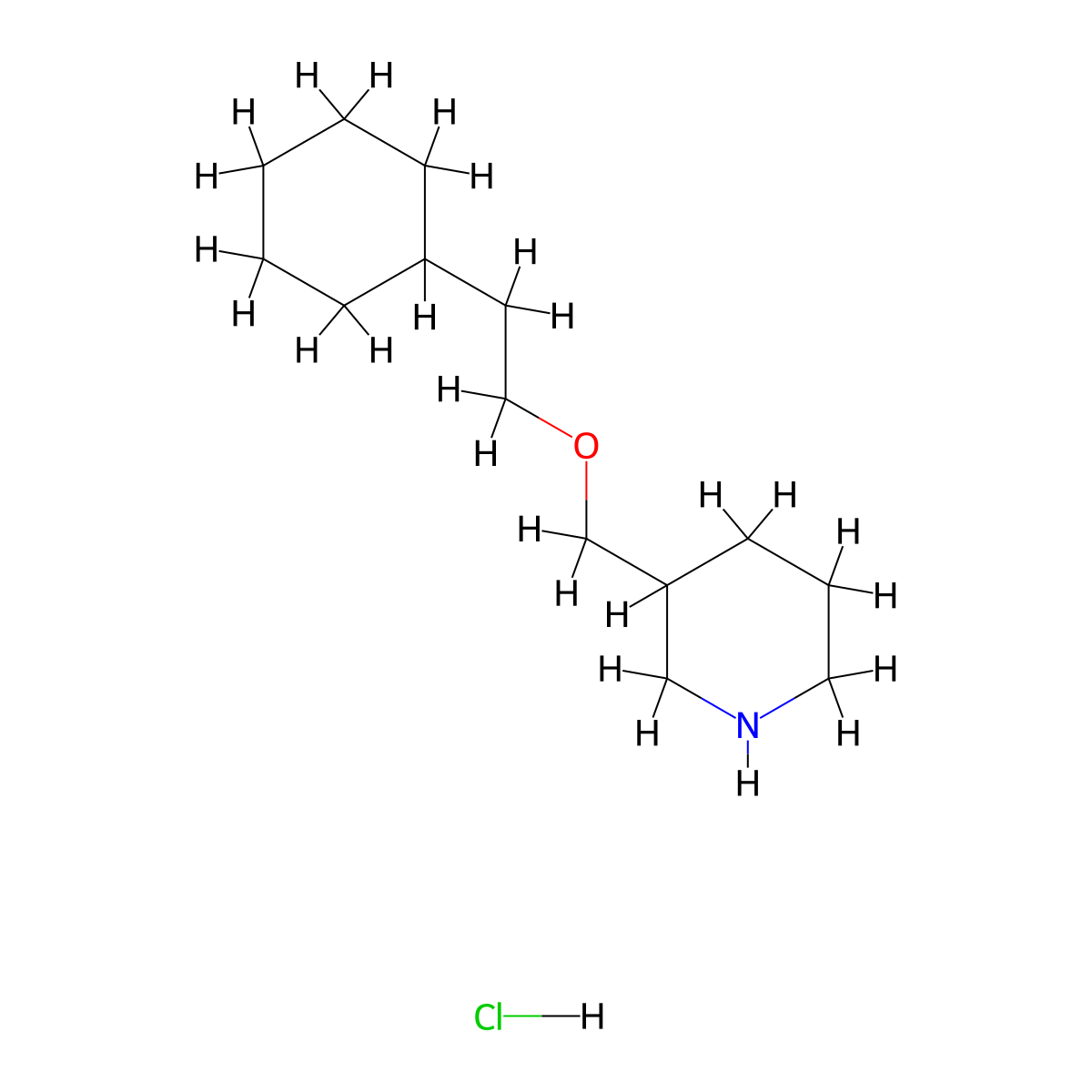 3-[(2-Cyclohexylethoxy)methyl]piperidine hydrochloride molecular structure, CAS 1185304-10-2