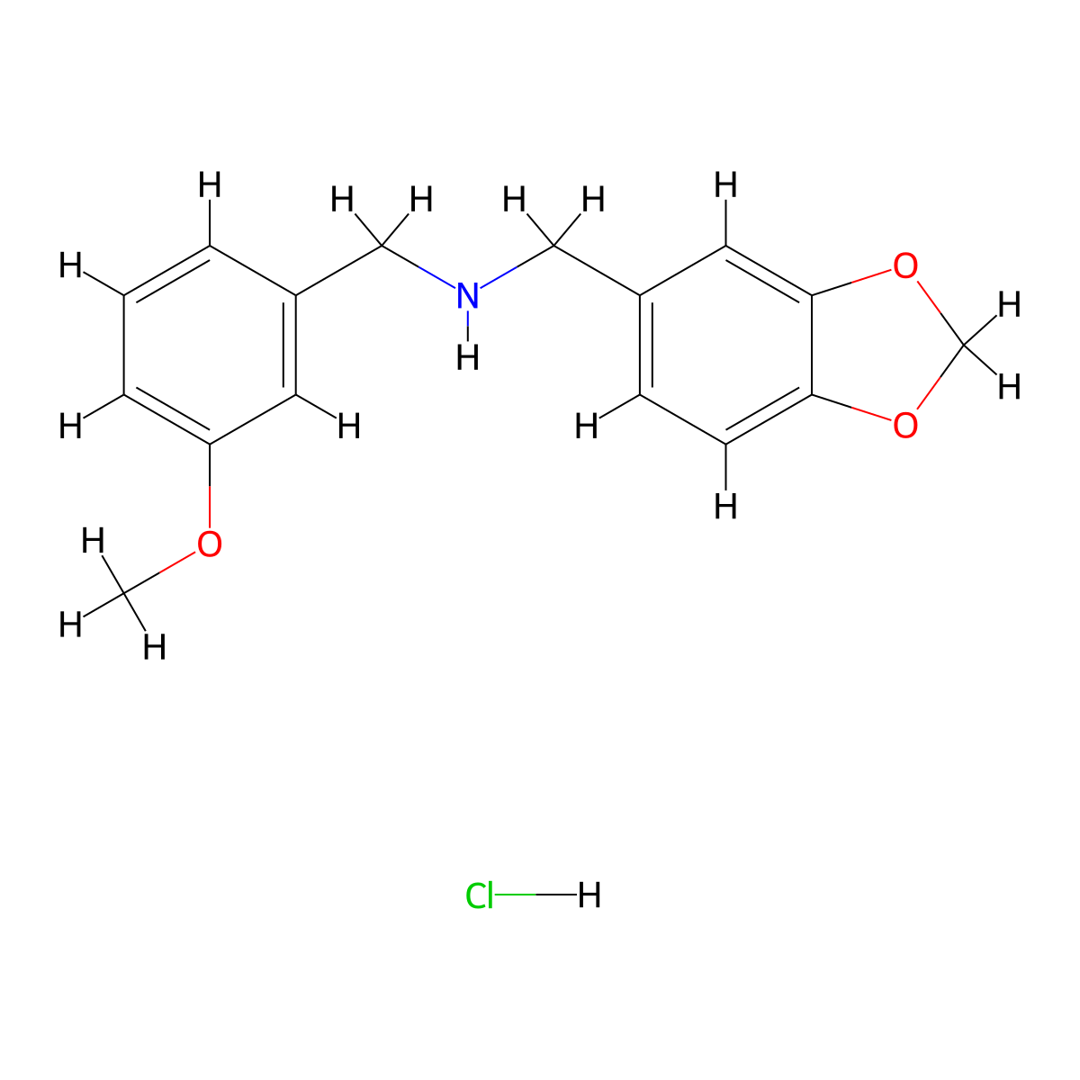 Benzo[1,3]dioxol-5-ylmethyl-(3-methoxy-benzyl)-amine hydrochloride molecular structure, CAS 1185304-11-3