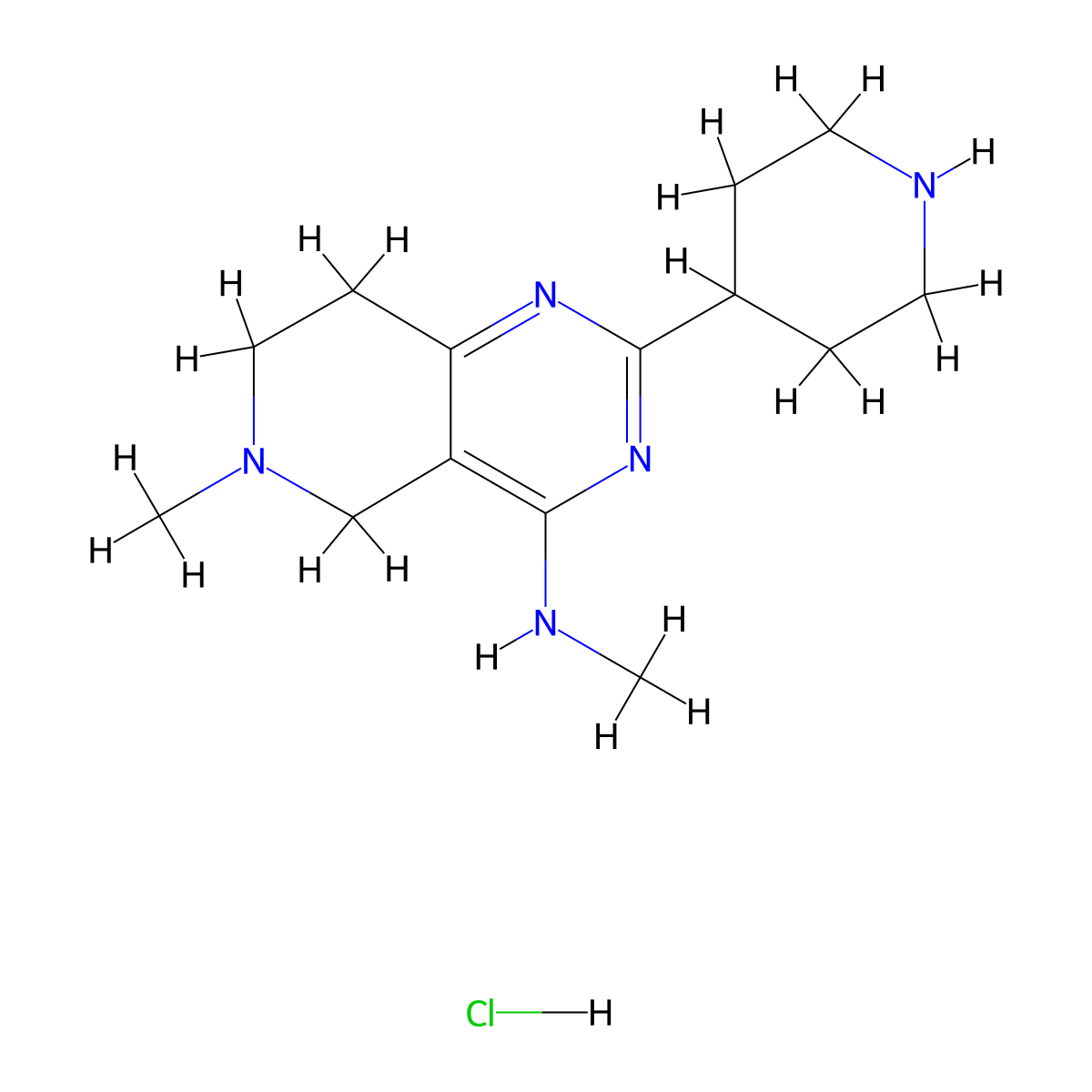N,6-Dimethyl-2-(piperidin-4-yl)-5,6,7,8-tetrahydropyrido[4,3-d]pyrimidin-4-amine hydrochloride molecular structure, CAS 1185304-20-4