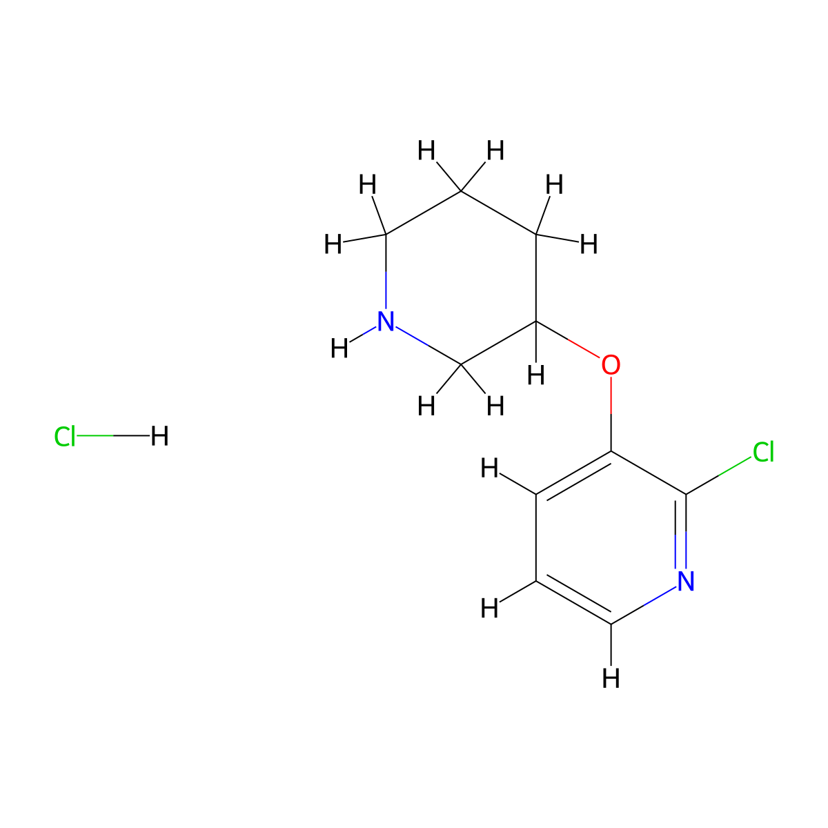 2-Chloro-3-(piperidin-3-yloxy)pyridine hydrochloride molecular structure, CAS 1185304-28-2