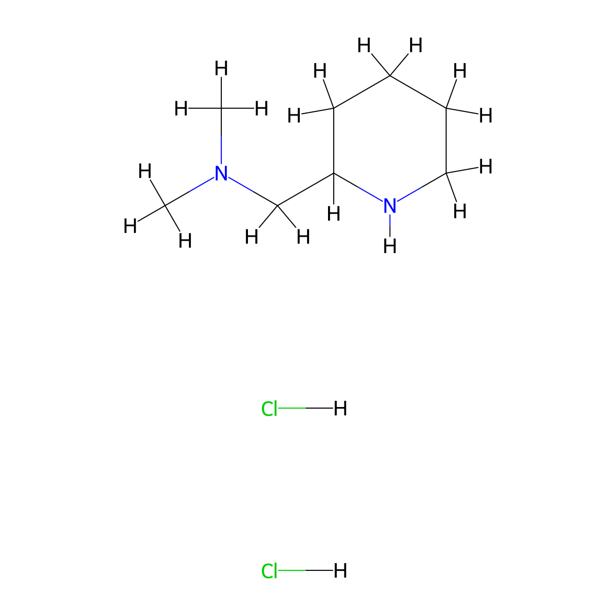 Dimethyl-piperidin-2-ylmethyl-amine dihydrochloride molecular structure, CAS 1185304-33-9