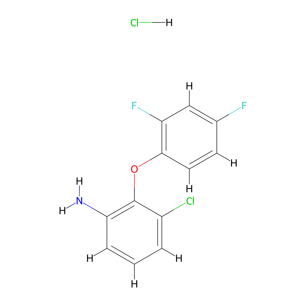 3-Chloro-2-(2,4-difluorophenoxy)aniline hydrochloride molecular structure, CAS 1185304-37-3