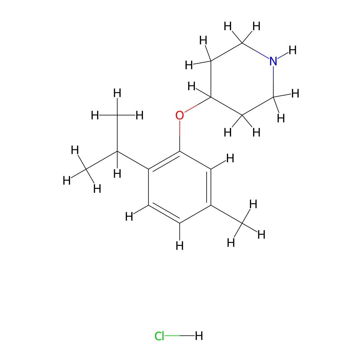 4-(2-Isopropyl-5-methylphenoxy)piperidine hydrochloride molecular structure, CAS 1185304-46-4