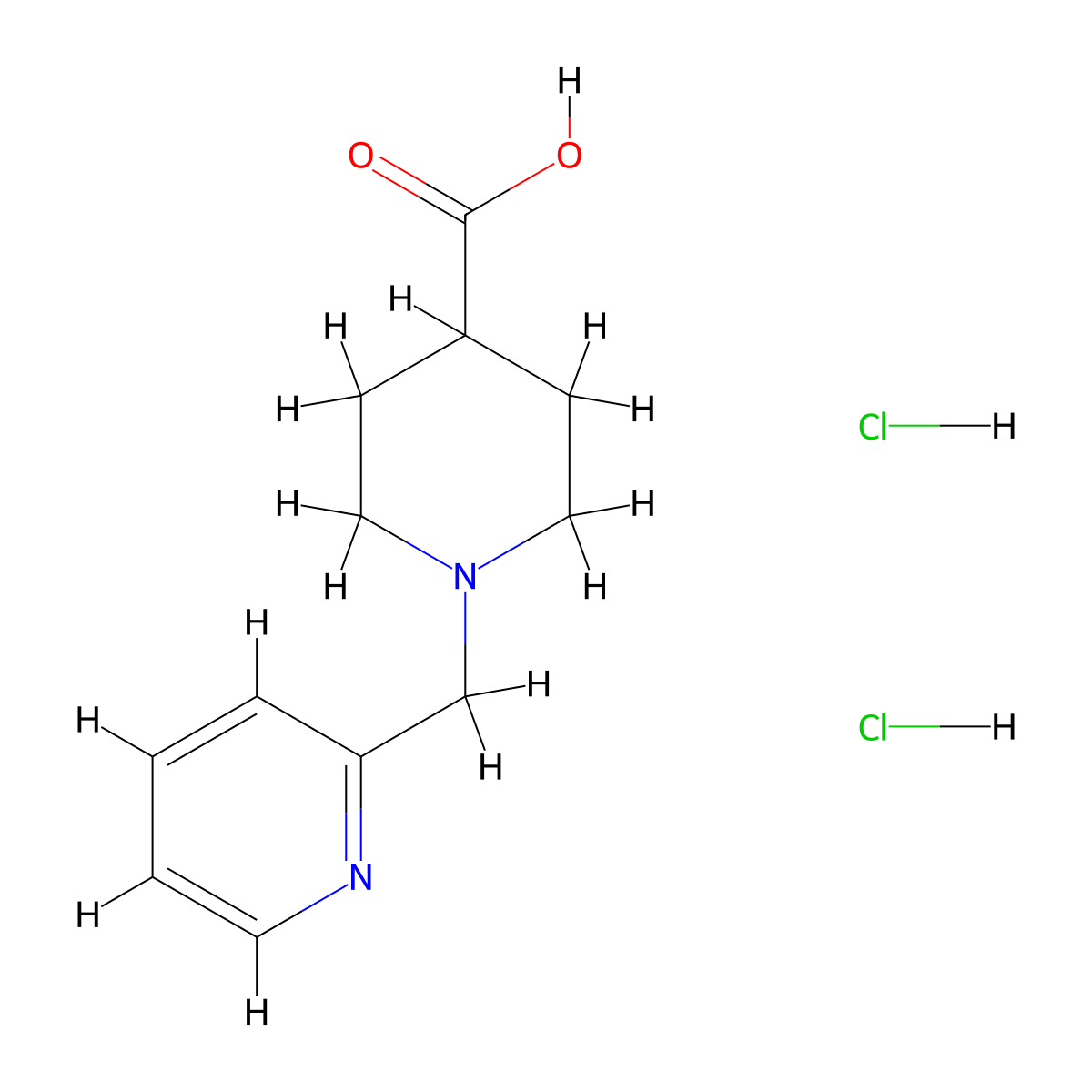 1-(Pyridin-2-ylmethyl)piperidine-4-carboxylic acid dihydrochloride molecular structure, CAS 1185304-49-7