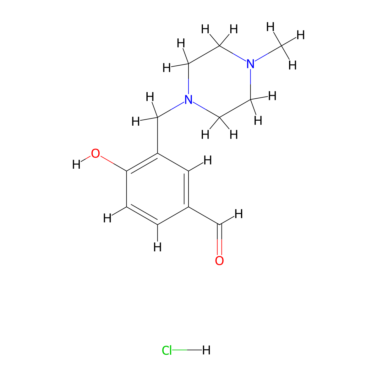 4-Hydroxy-3-(4-methyl-piperazin-1-ylmethyl)-benzaldehyde hydrochloride molecular structure, CAS 1185304-64-6