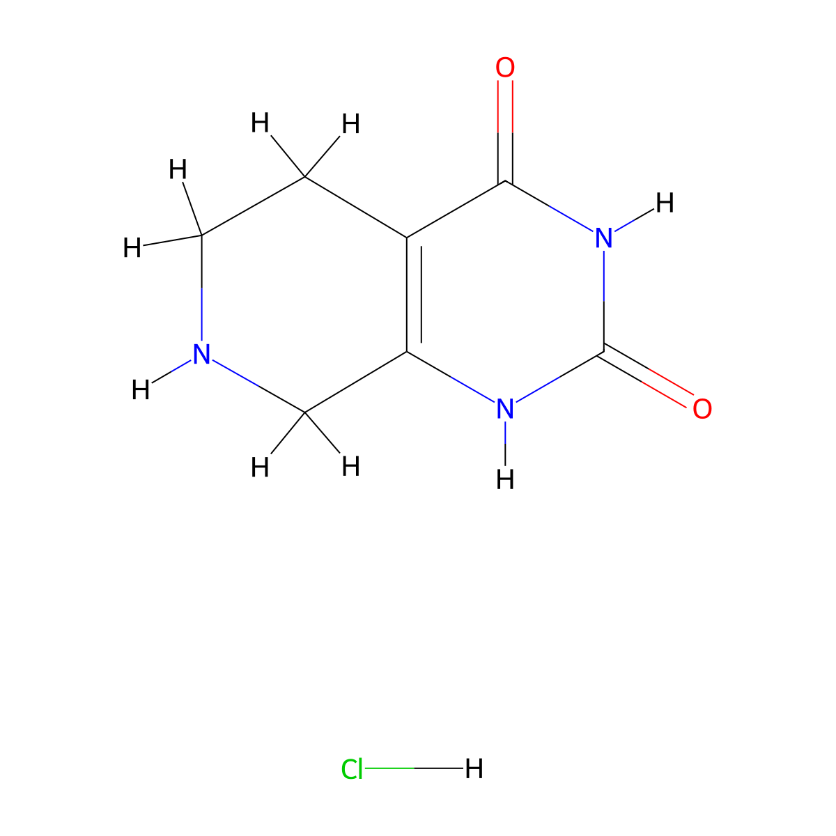5,6,7,8-tetrahydropyrido[3,4-d]pyrimidine-2,4(1H,3H)-dione hydrochloride molecular structure, CAS 1185304-70-4