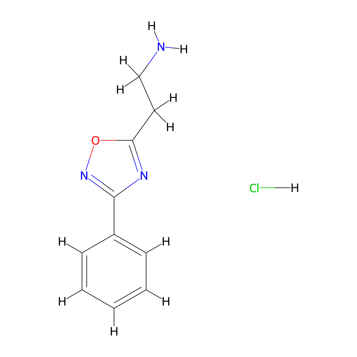 2-(3-Phenyl-1,2,4-oxadiazol-5-yl)ethan-1-amine hydrochloride molecular structure, CAS 1185304-75-9