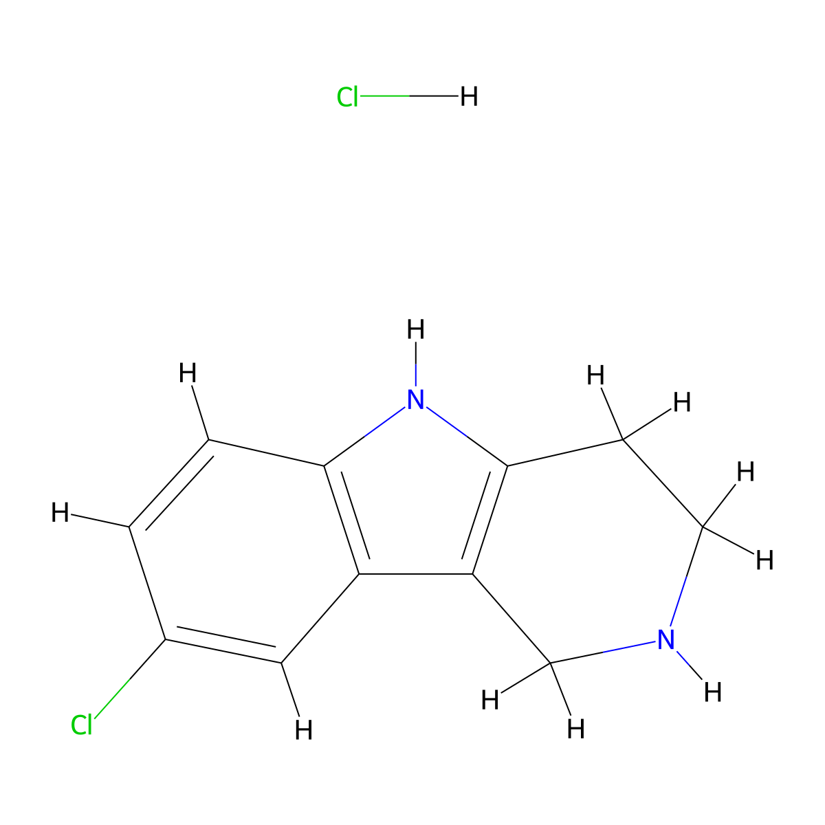 8-chloro-1H,2H,3H,4H,5H-pyrido(4,3-b)indole hydrochloride molecular structure, CAS 1185304-76-0
