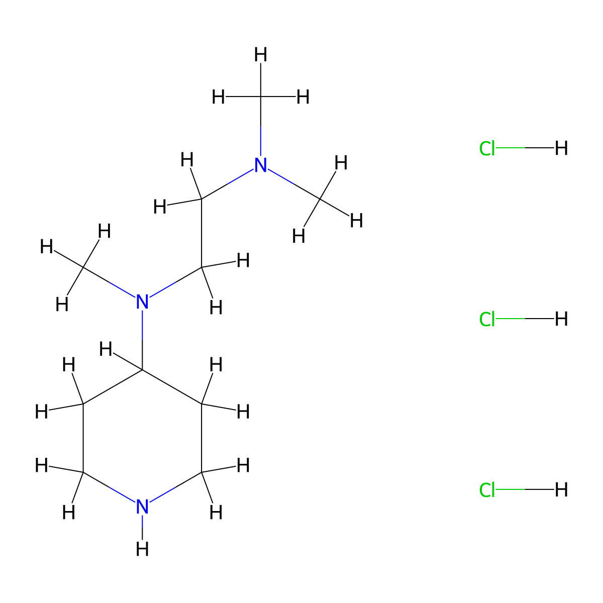N,N,N'-Trimethyl-N'-4-piperidinyl-1,2-ethanediamine trihydrochloride molecular structure, CAS 1185304-79-3