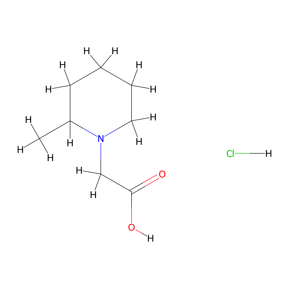 2-(2-Methylpiperidin-1-yl)acetic acid hydrochloride molecular structure, CAS 1185304-80-6