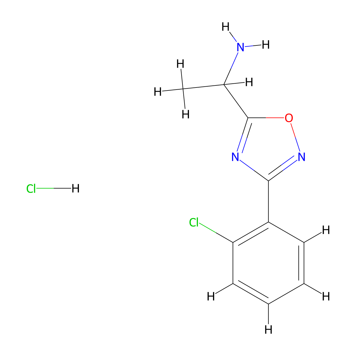 1-[3-(2-Chloro-phenyl)-[1,2,4]oxadiazol-5-YL]-ethylamine hydrochloride molecular structure, CAS 1185304-86-2