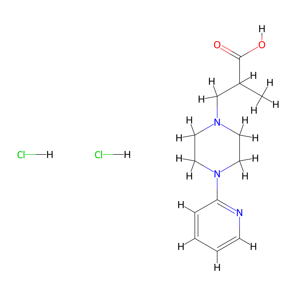 2-Methyl-3-(4-pyridin-2-YL-piperazin-1-YL)-propionic acid dihydrochloride molecular structure, CAS 1185304-89-5