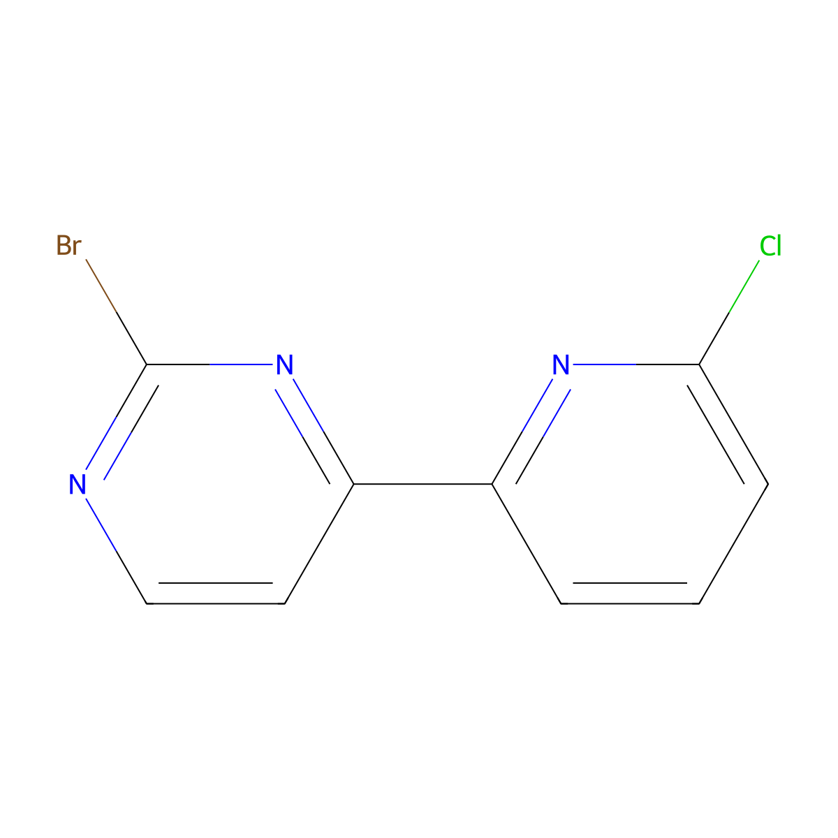 2-Bromo-4-(6'-chloro-2'-pyridyl)pyrimidine molecular structure, CAS 1185306-16-4