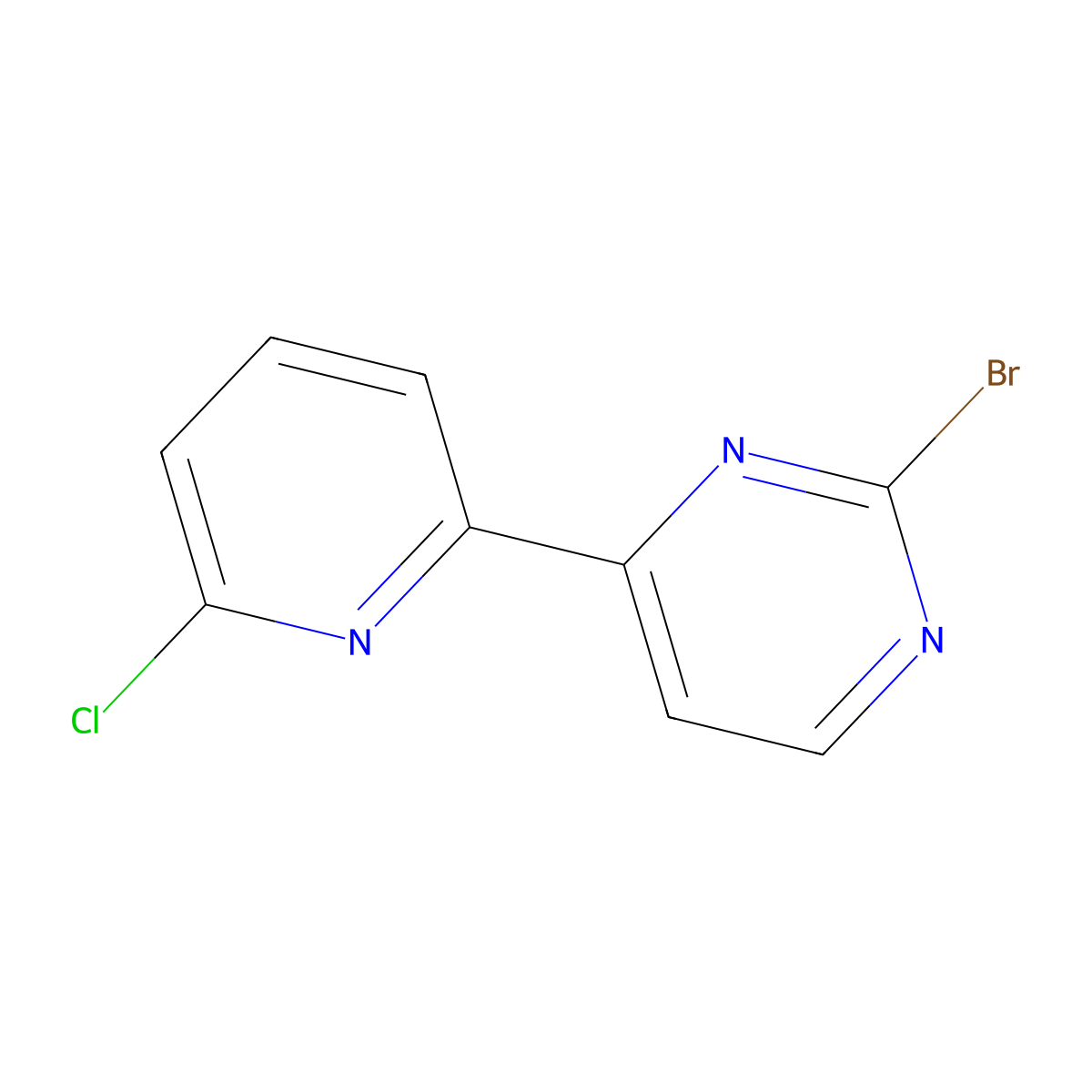 2-Bromo-4-(6'-chloro-2'-pyridyl)pyrimidine molecular structure, CAS 1185306-16-4