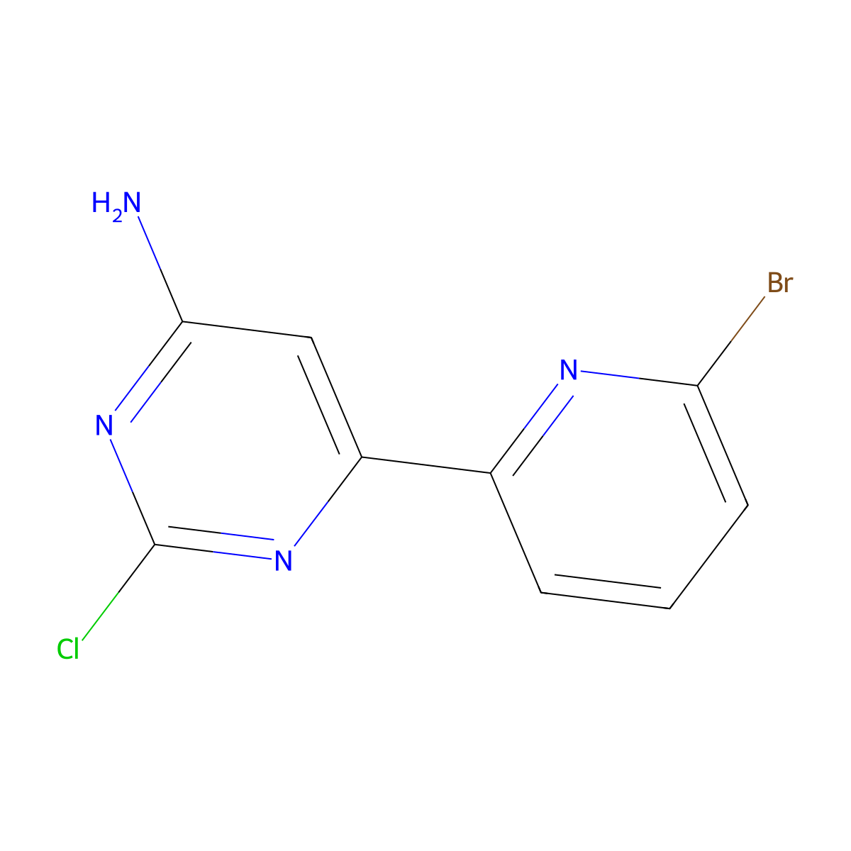 2-Chloro-4-amino-6-(6'-bromo-2'-pyridyl)pyrimidine molecular structure, CAS 1185306-19-7
