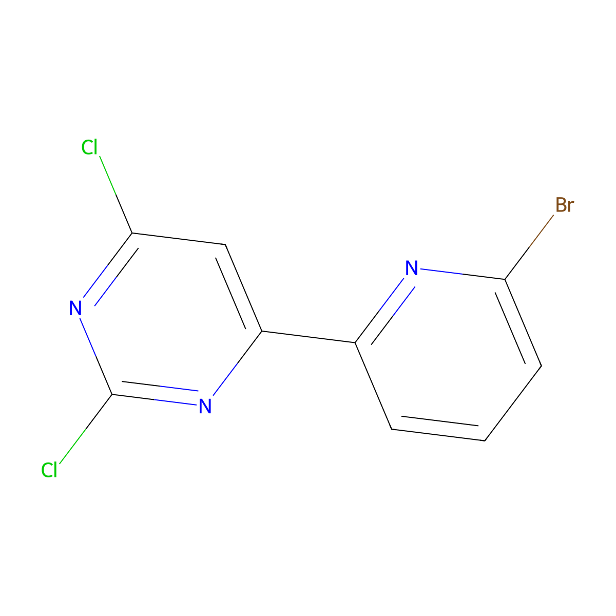 2,4-Dichloro-6-(6'-bromo-2'-pyridyl)pyrimidine molecular structure, CAS 1185306-26-6
