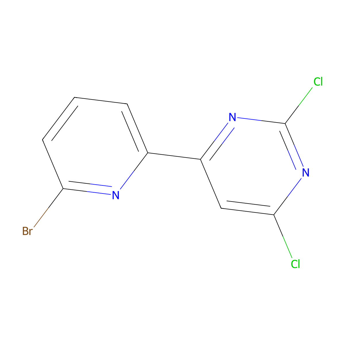 2,4-Dichloro-6-(6'-bromo-2'-pyridyl)pyrimidine molecular structure, CAS 1185306-26-6