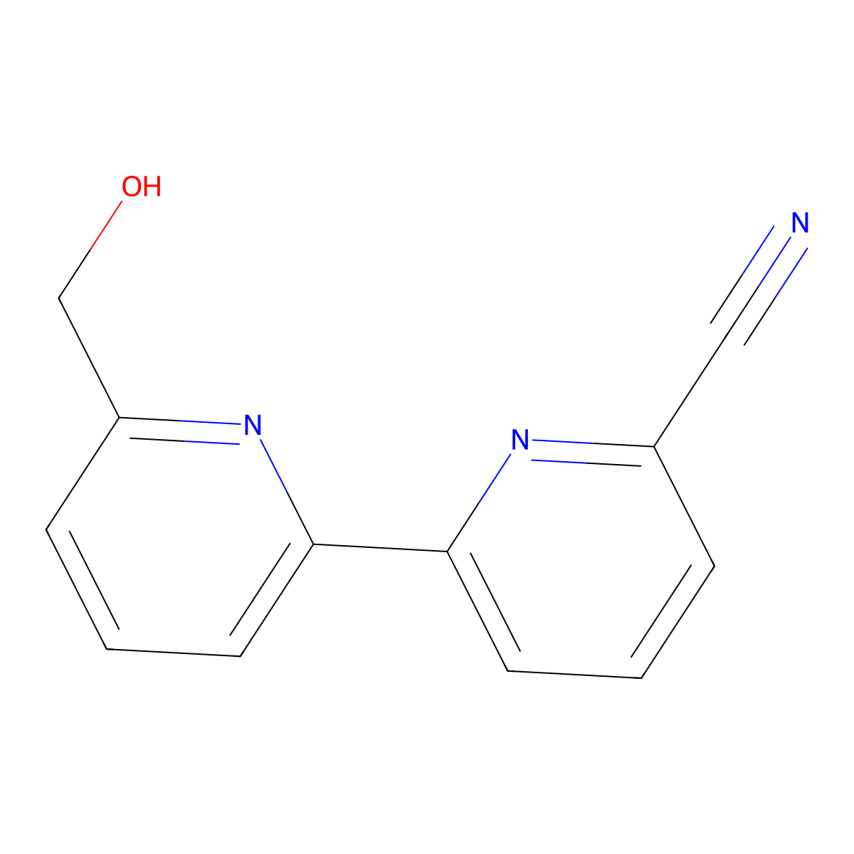 6-Hydroxymethyl-6'-cyano-2,2'-bipyridine molecular structure, CAS 1185306-48-2