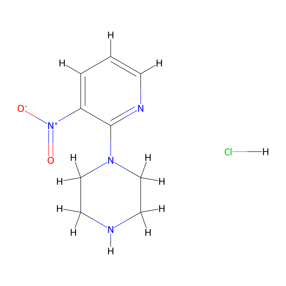 1-(3-Nitropyridin-2-yl)piperazine hydrochloride molecular structure, CAS 1185306-94-8