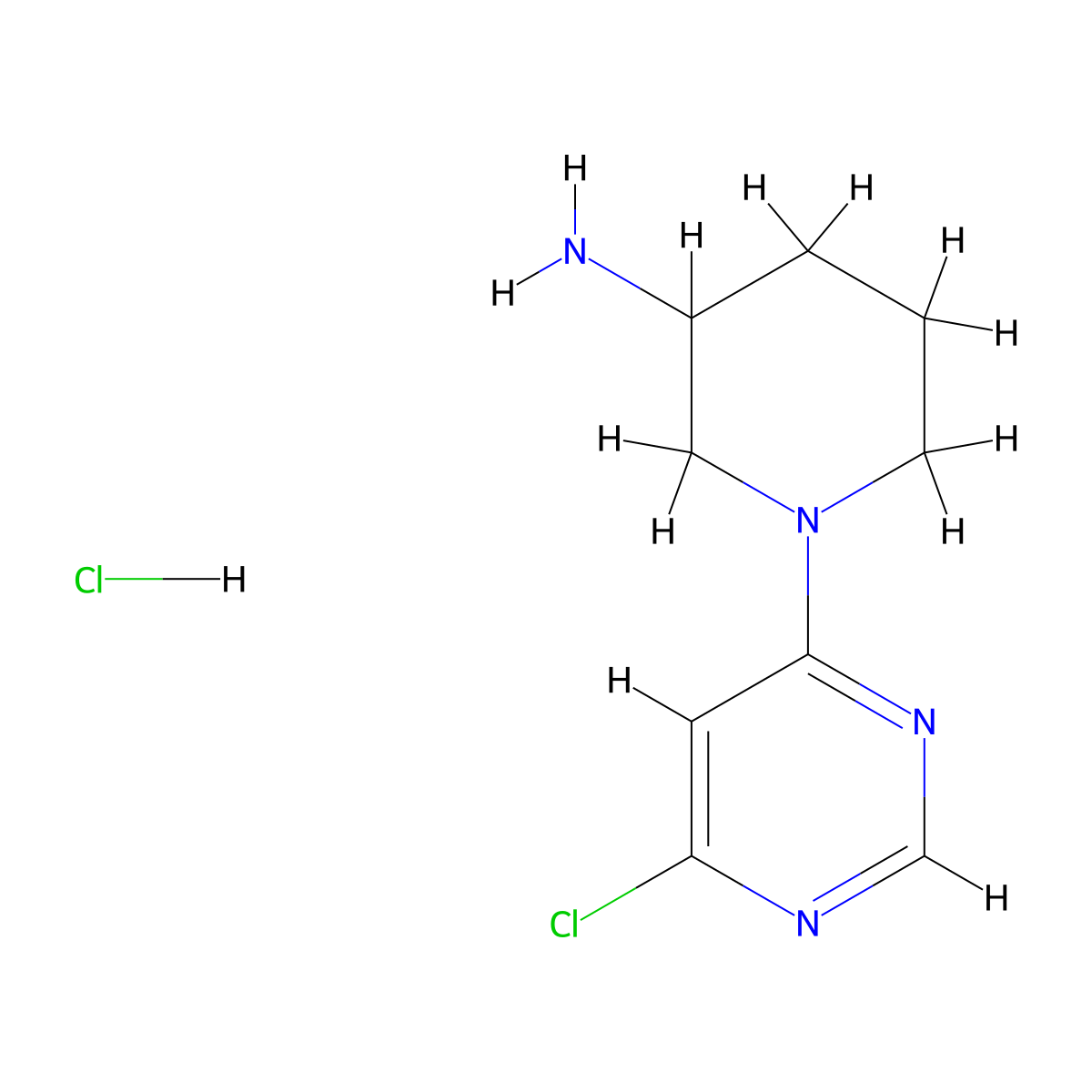 1-(6-Chloro-pyrimidin-4-yl)-piperidin-3-ylamine hydrochloride molecular structure, CAS 1185307-01-0