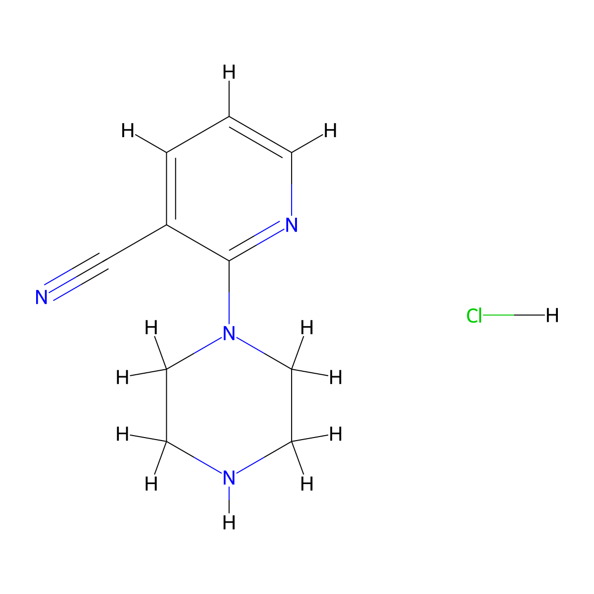 2-(Piperazin-1-yl)nicotinonitrile hydrochloride molecular structure, CAS 1185307-06-5