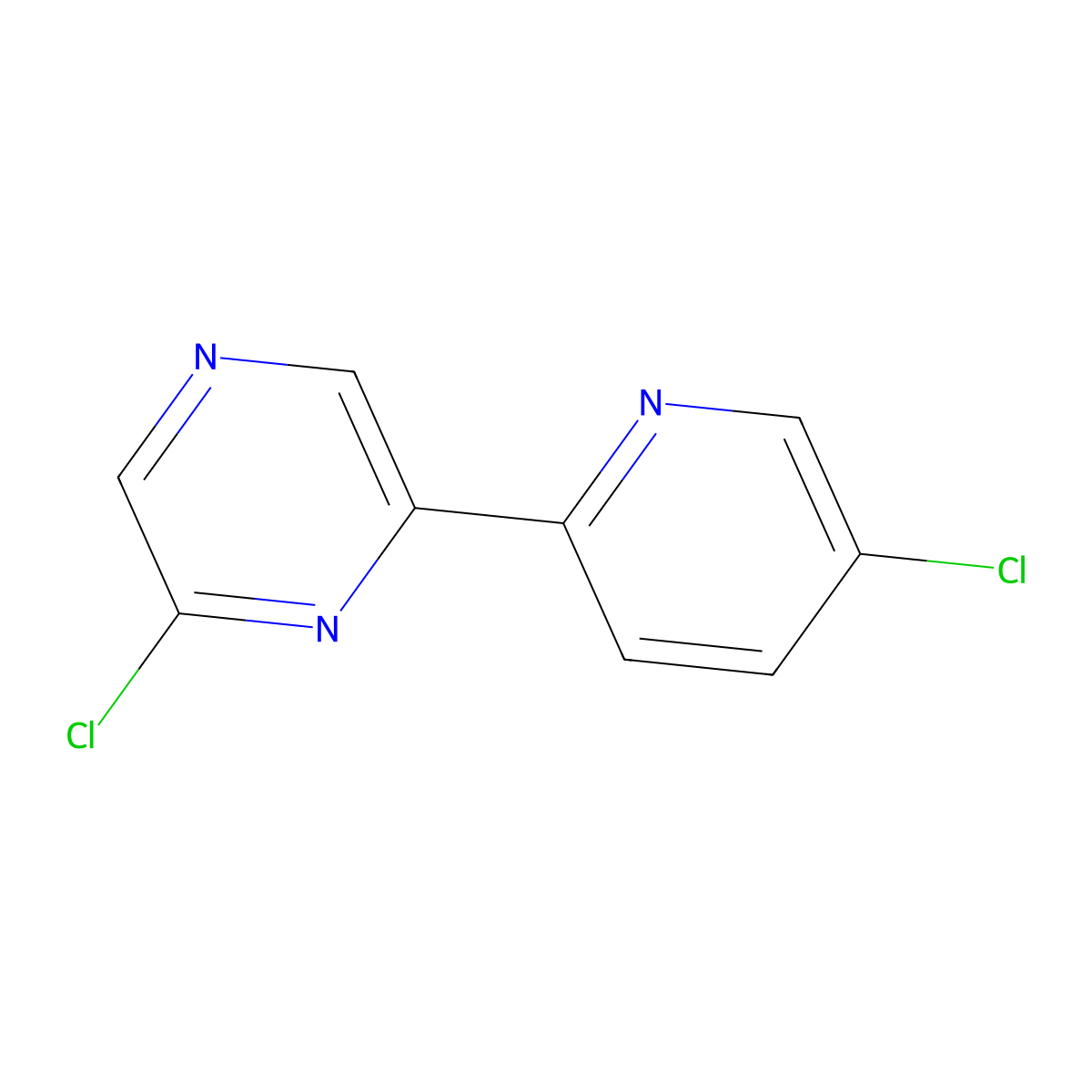 2-Chloro-6-(5-chloro-2-pyridinyl)pyrazine molecular structure, CAS 1185307-11-2