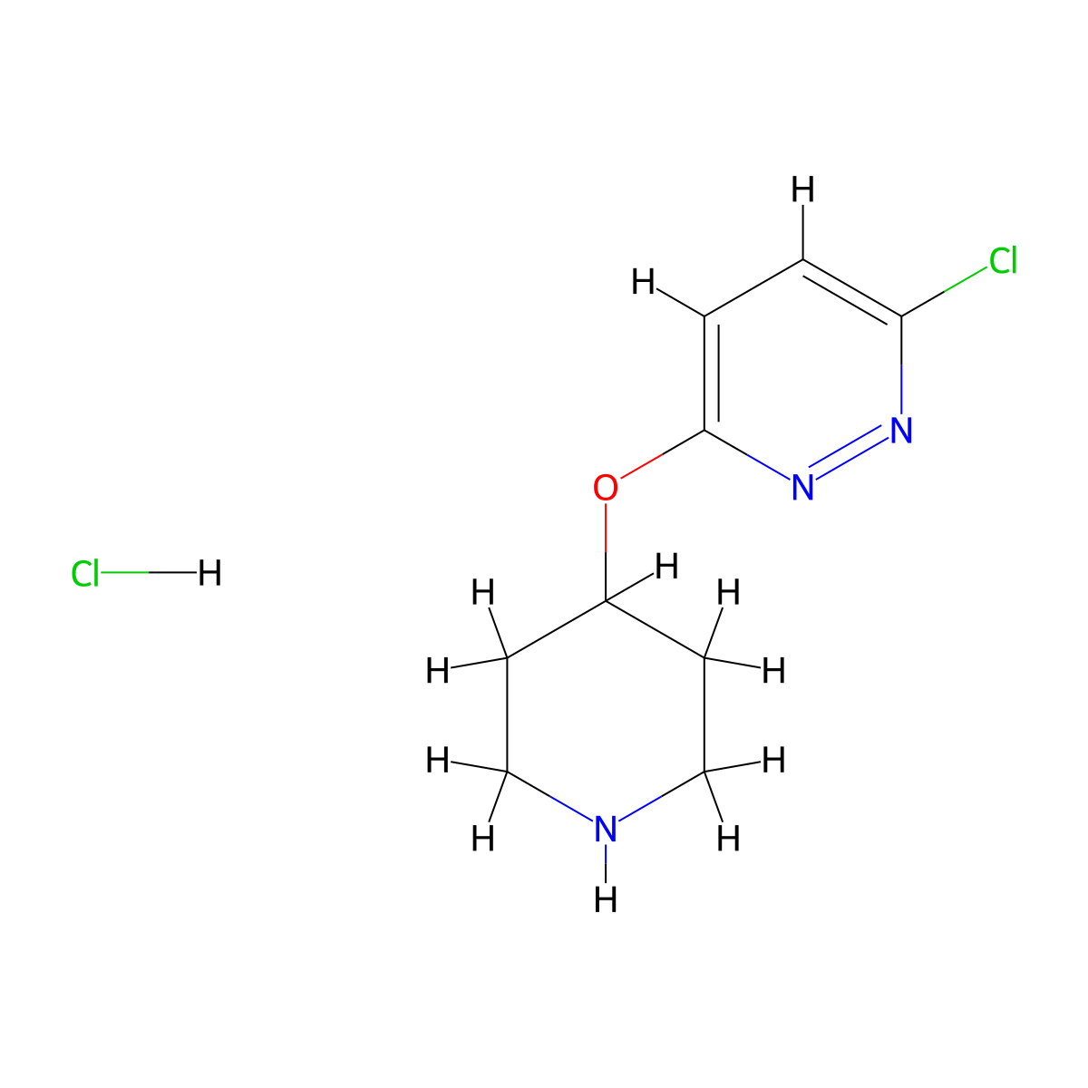 3-Chloro-6-(piperidin-4-yloxy)pyridazine hydrochloride molecular structure, CAS 1185307-15-6