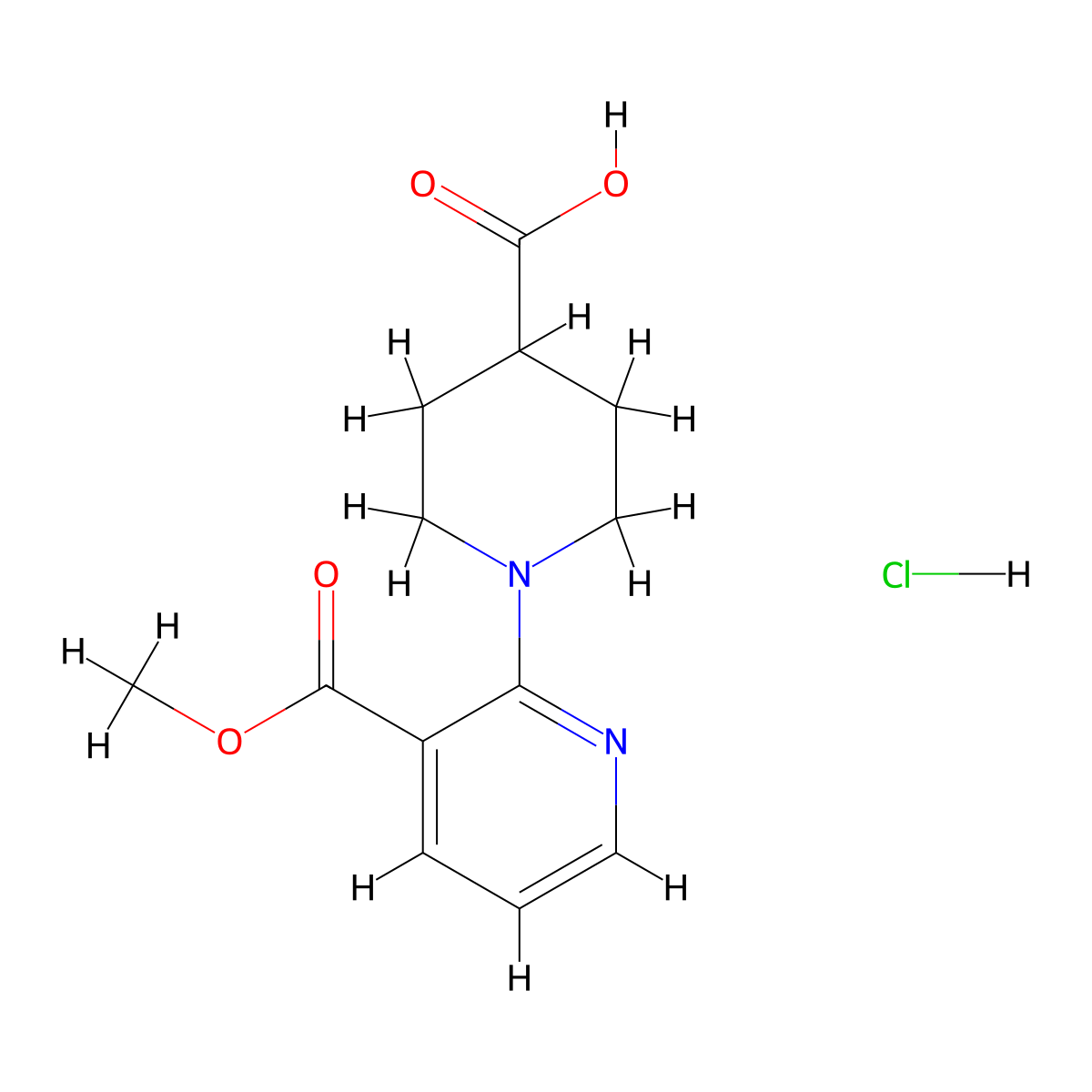 1-(3-(Methoxycarbonyl)pyridin-2-yl)piperidine-4-carboxylic acid hydrochloride molecular structure, CAS 1185307-29-2