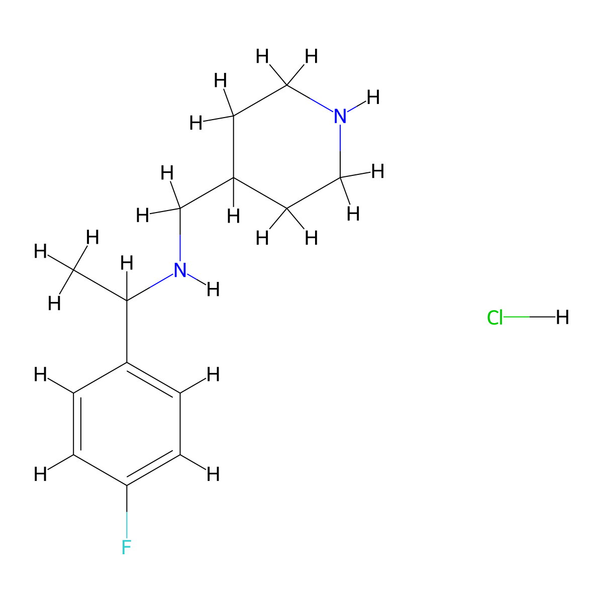 [1-(4-Fluoro-phenyl)-ethyl]-piperidin-4-ylmethyl-amine hydrochloride molecular structure, CAS 1185307-34-9