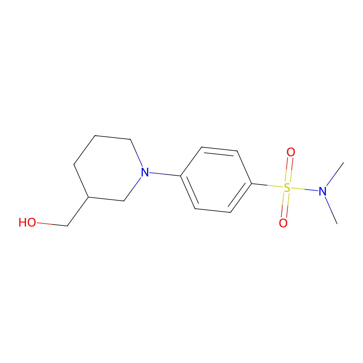 4-(3-(hydroxymethyl)piperidin-1-yl)-N,N-dimethylbenzenesulfonamide molecular structure, CAS 1185307-41-8