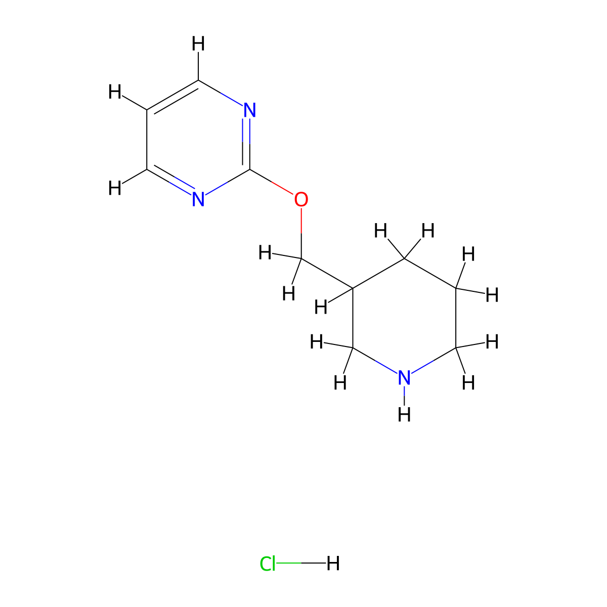 2-(Piperidin-3-ylmethoxy)pyrimidine hydrochloride molecular structure, CAS 1185307-62-3