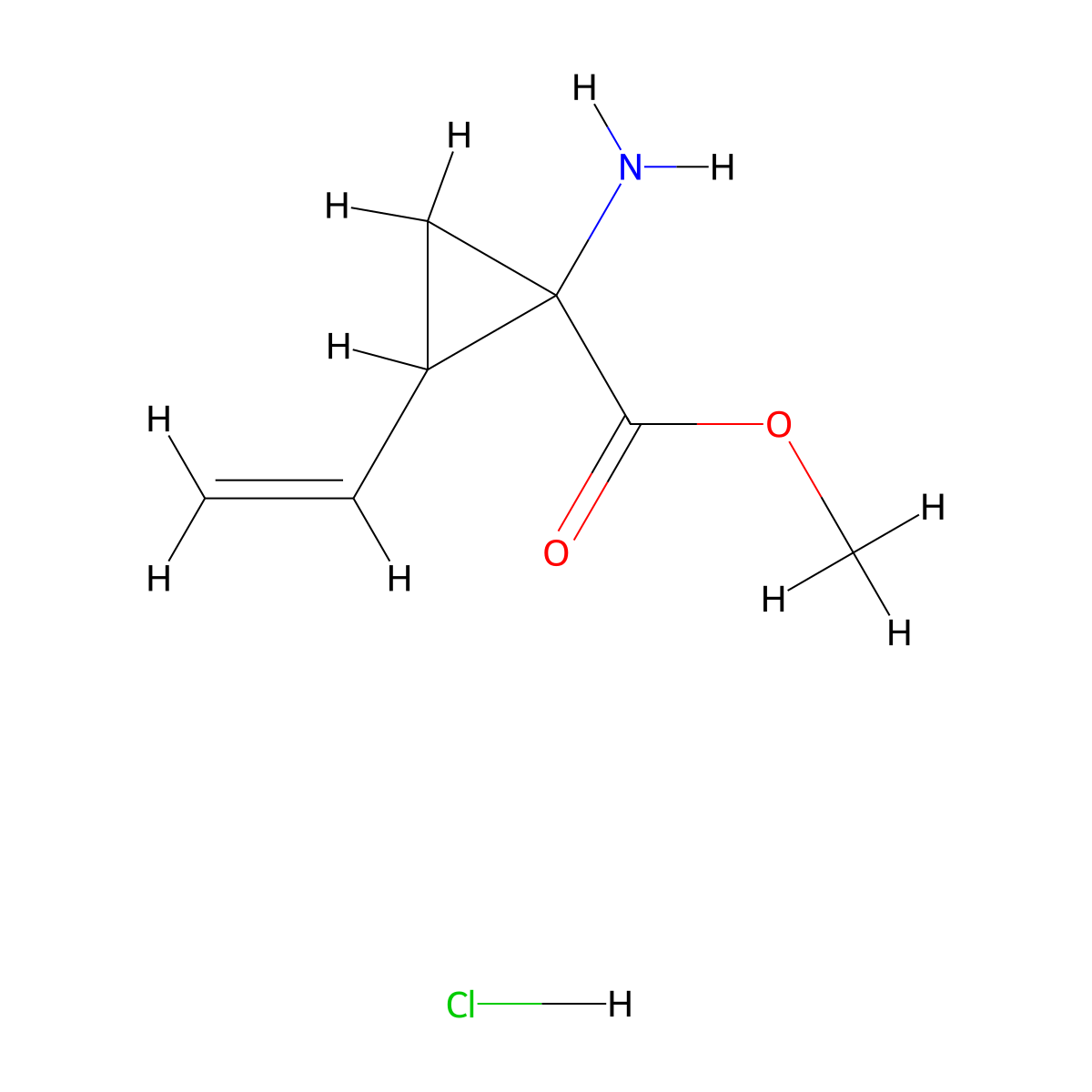 Methyl 1-amino-2-vinylcyclopropanecarboxylate hydrochloride molecular structure, CAS 1185307-84-9