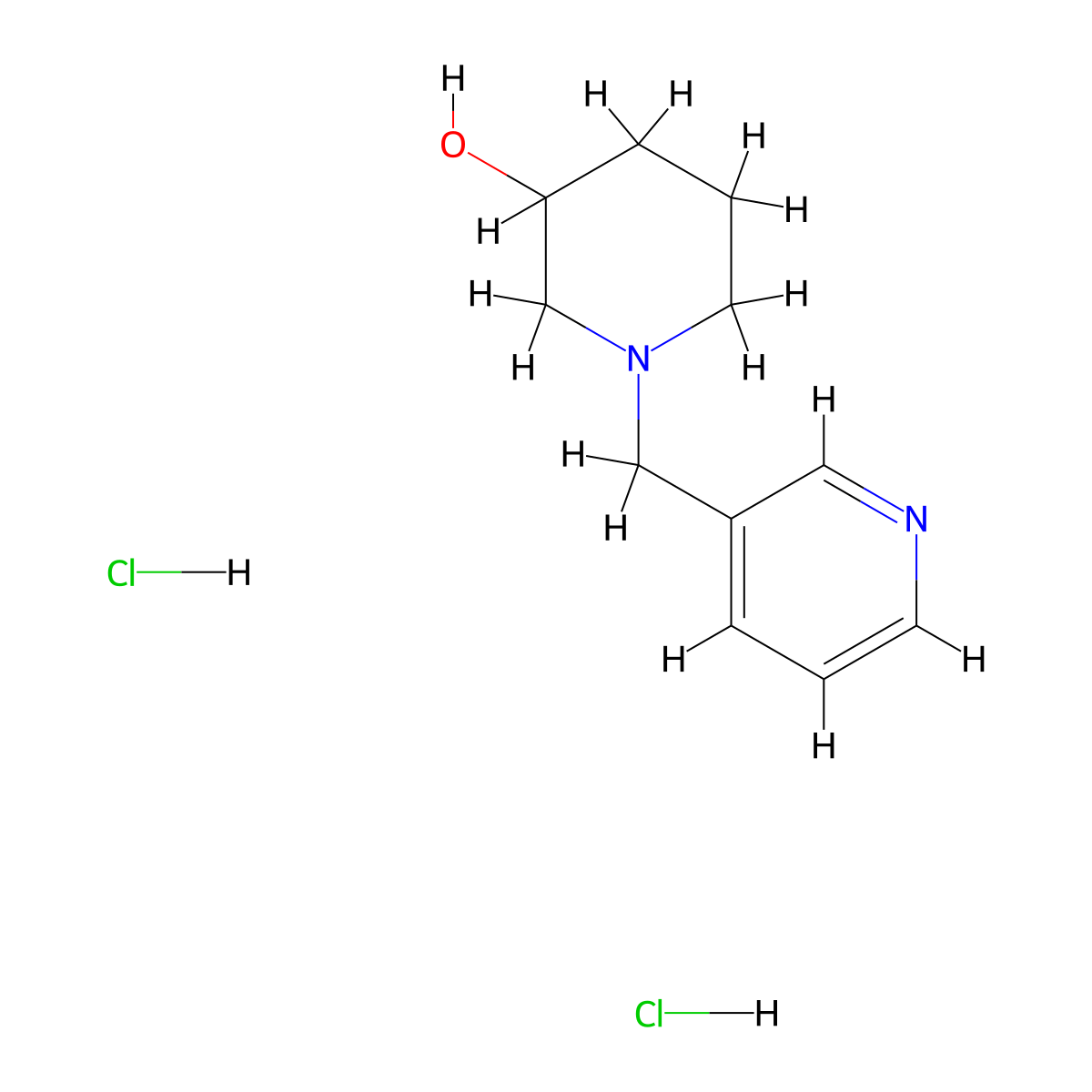 1-((Pyridin-3-yl)methyl)piperidin-3-ol--hydrogen chloride (1/2) molecular structure, CAS 1185307-92-9