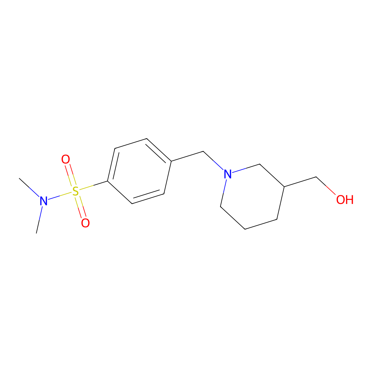4-((3-(hydroxymethyl)piperidin-1-yl)methyl)-N,N-dimethylbenzenesulfonamide molecular structure, CAS 1185307-93-0