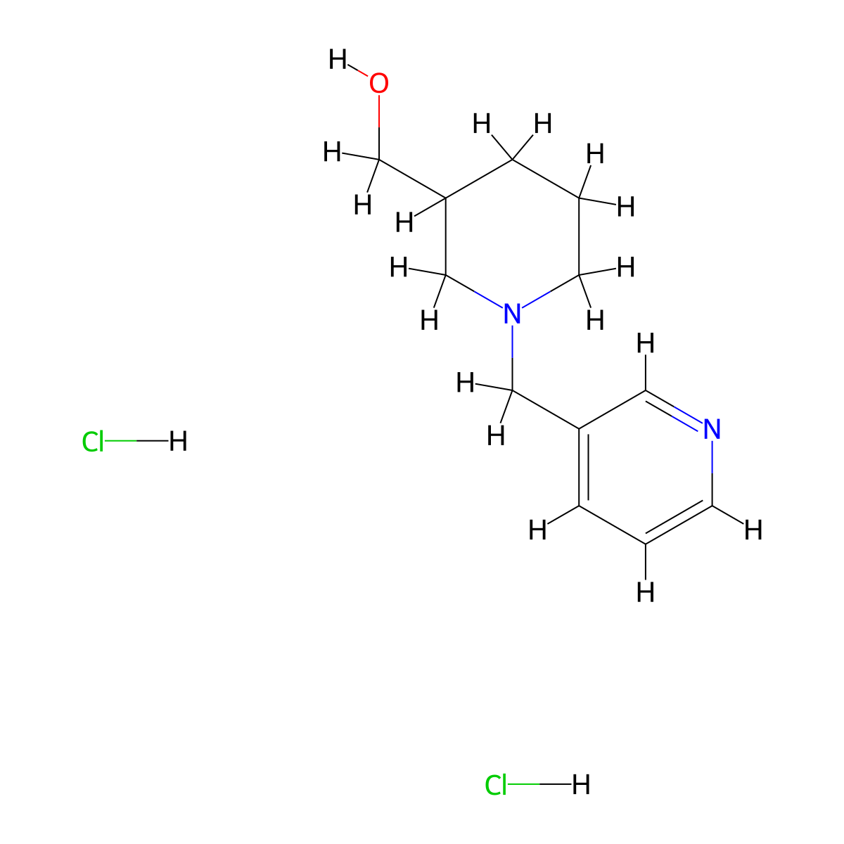 (1-(Pyridin-3-ylmethyl)piperidin-3-yl)methanol dihydrochloride molecular structure, CAS 1185307-98-5