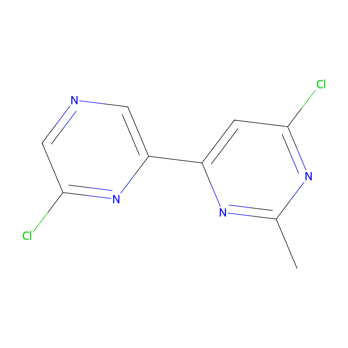 4-Chloro-6-(6-chloro-2-pyrazinyl)-2-methylpyrimidine molecular structure, CAS 1185308-10-4