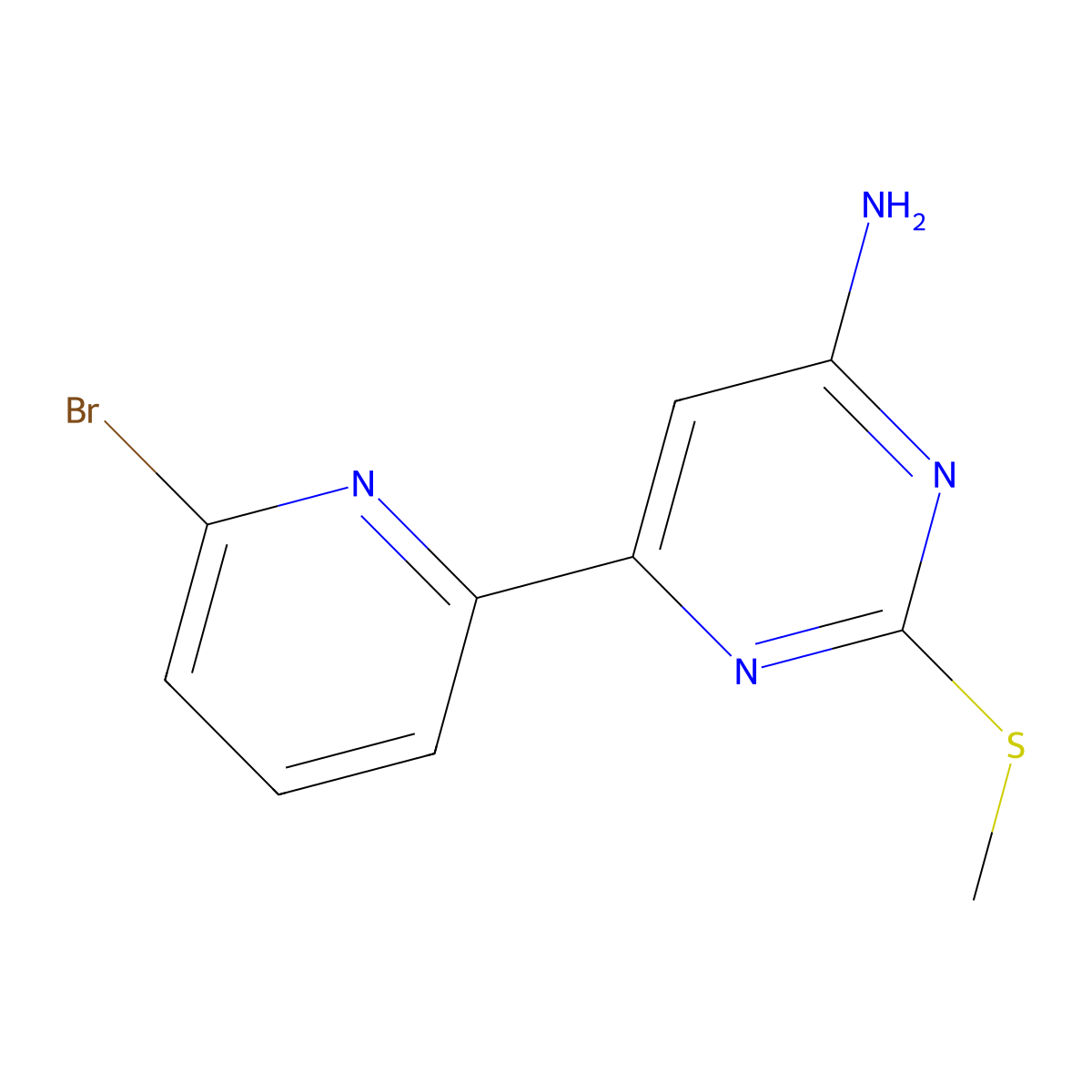 4-Amino-2-methylthio-6-(6'-bromo-2'-pyridyl)pyrimidine molecular structure, CAS 1185308-53-5