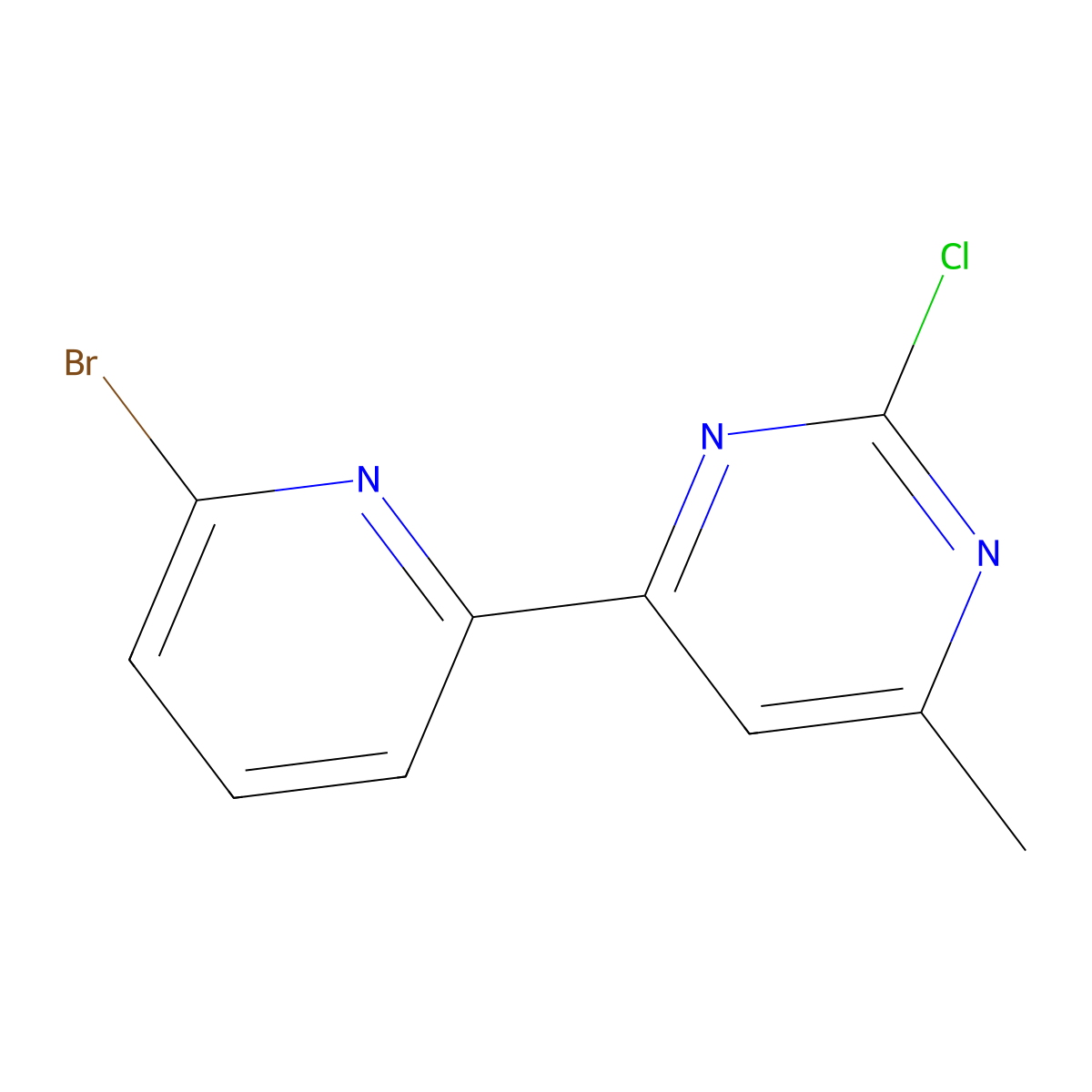 2-Chloro-4-methyl-6-(6'-bromo-2'-pyridyl)pyrimidine molecular structure, CAS 1185308-60-4