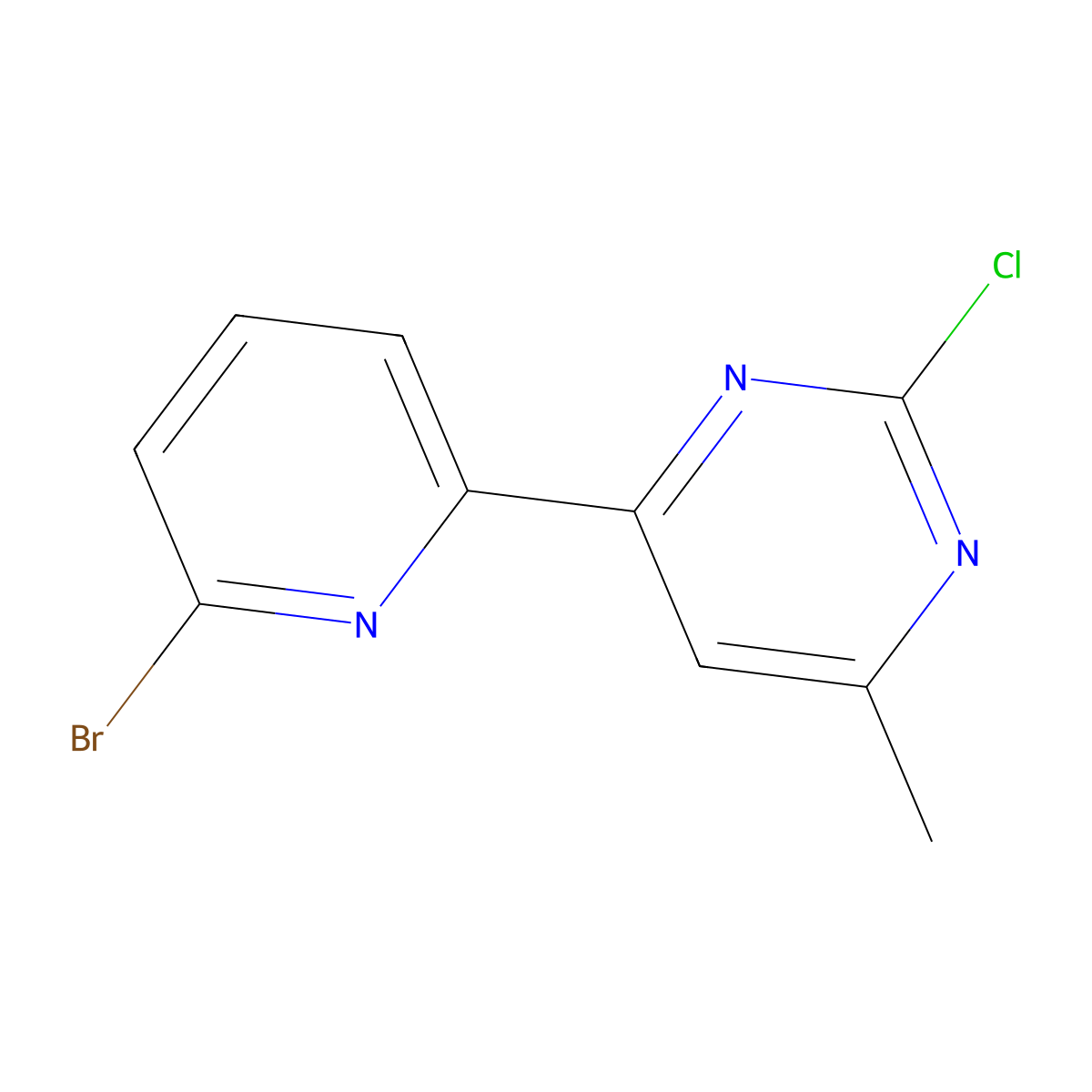 2-Chloro-4-methyl-6-(6'-bromo-2'-pyridyl)pyrimidine molecular structure, CAS 1185308-60-4