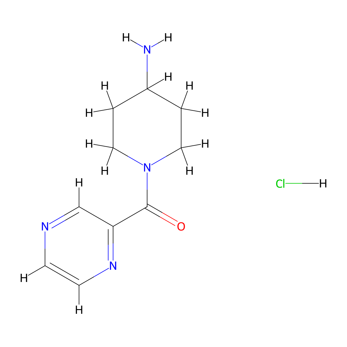 (4-Aminopiperidin-1-yl)(pyrazin-2-yl)methanone hydrochloride molecular structure, CAS 1185308-94-4