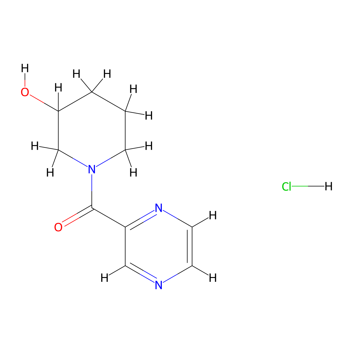 (3-Hydroxy-piperidin-1-yl)-pyrazin-2-yl-methanone hydrochloride molecular structure, CAS 1185309-06-1