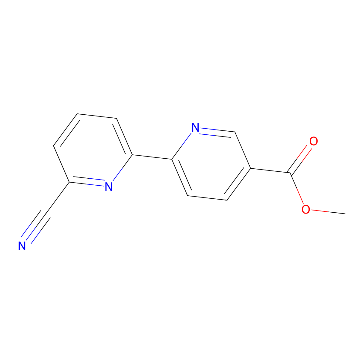 5-Methoxycarbonyl-6'-cyano-2,2'-bipyridine molecular structure, CAS 1185309-07-2
